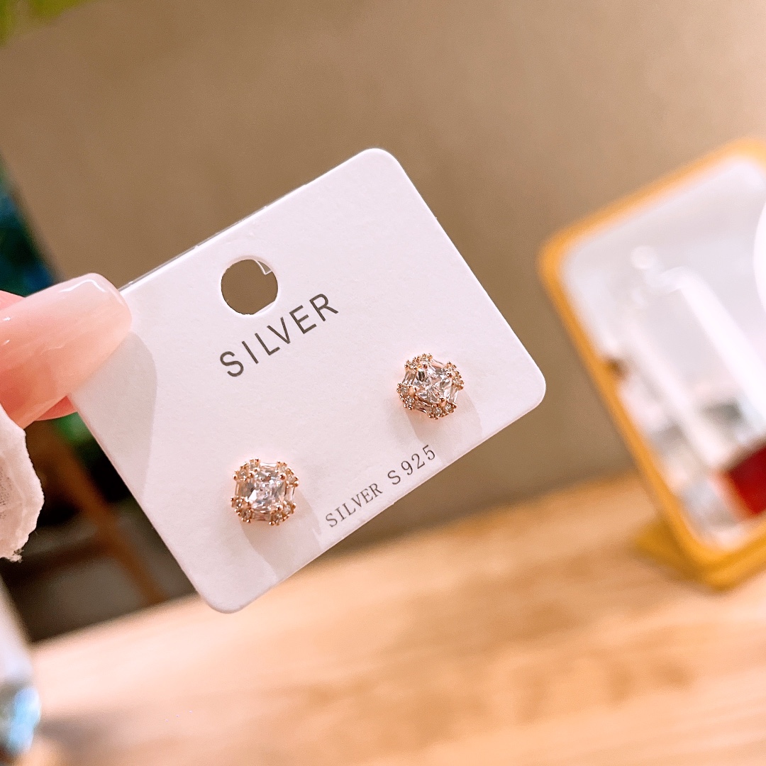 925 Silver Earrings Chic New Year Gold