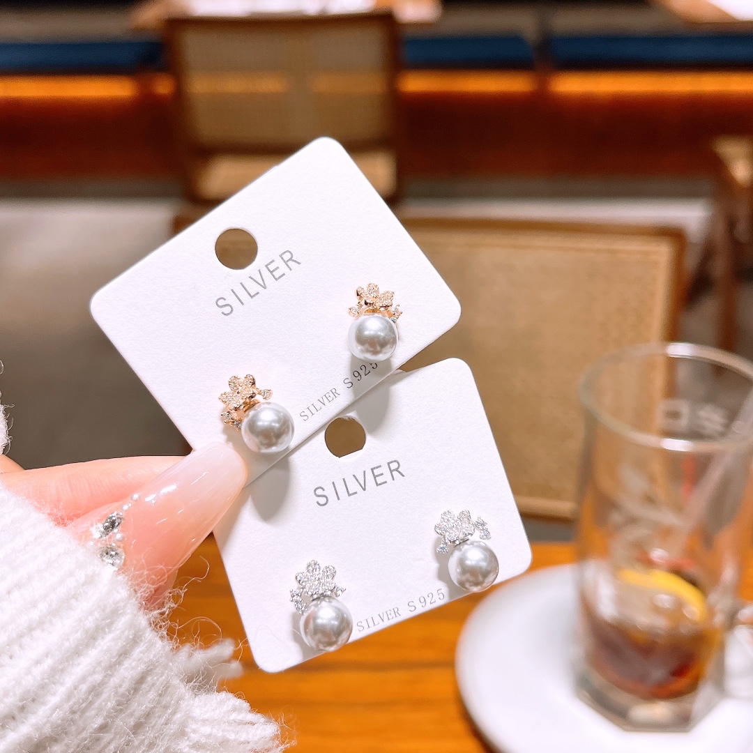 S925 Sterling Silver Earrings Fresh Spring Festival Gold