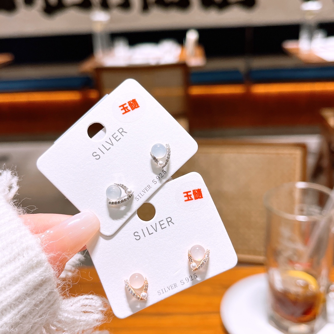 S925 Sterling Silver Earrings Light Luxury Workplace Gold