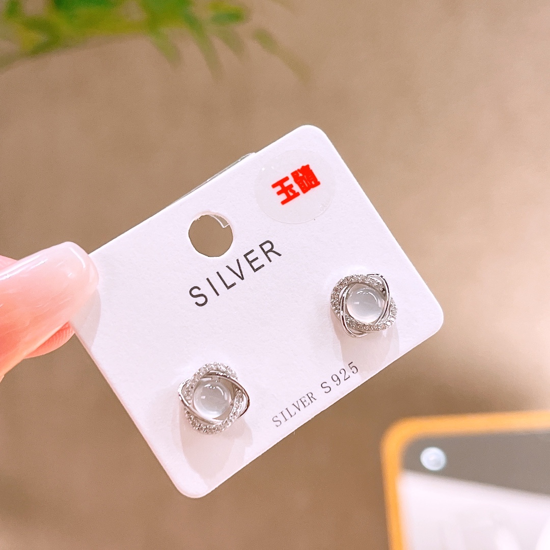 S925 Sterling Silver Earrings Girly Annual Party Silver