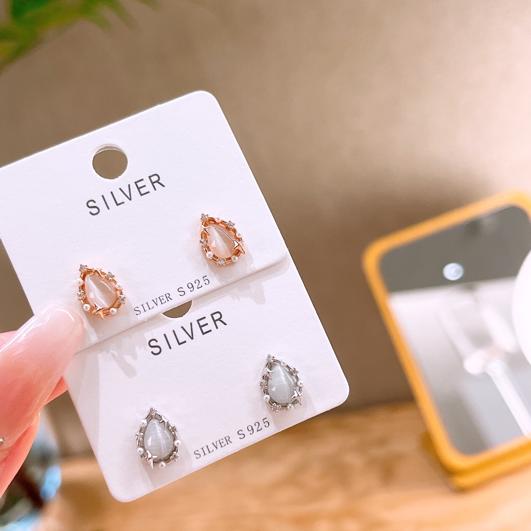 Hypoallergenic Silver Earrings Girly Everyday Wear Gold