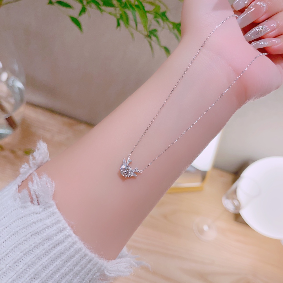 Massivsilber Moissanit Kette Süß Geständnis Silber