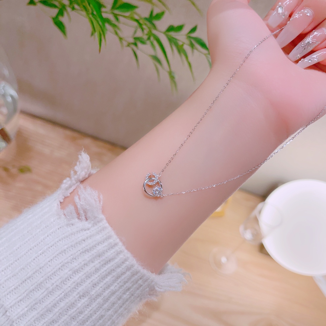 Low Allergy Silver Moissanite Necklace Romantic Engagement Gold