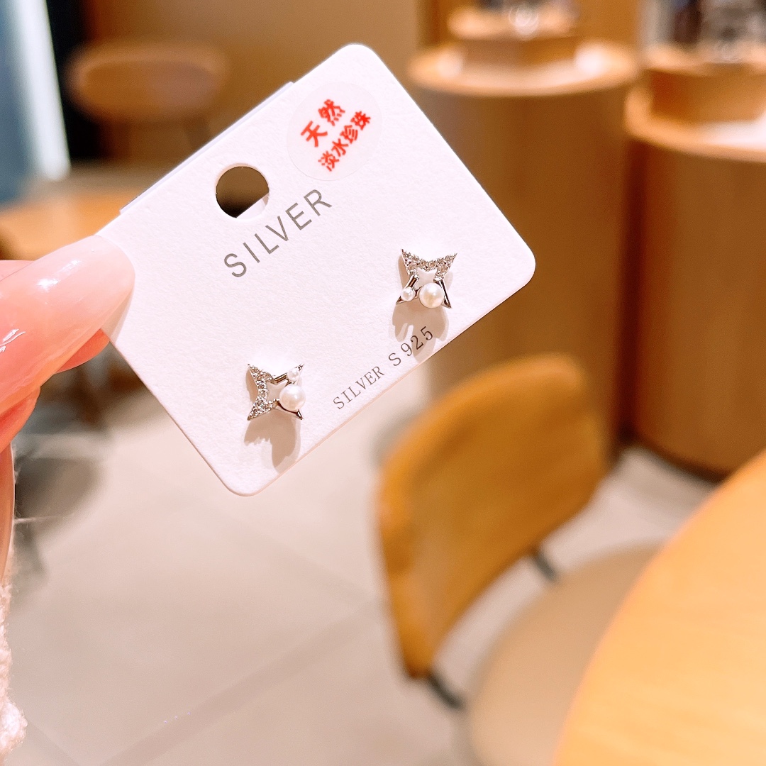 Fine Silver Earrings Light Luxury Workplace Silver