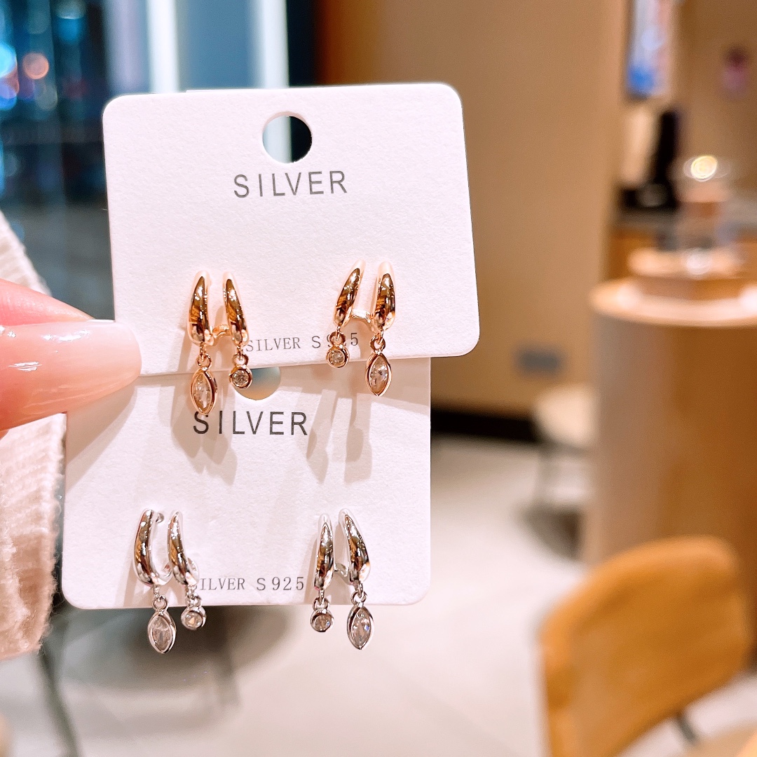 Fine Silver Earrings Light Luxury Teacher's Day Gold