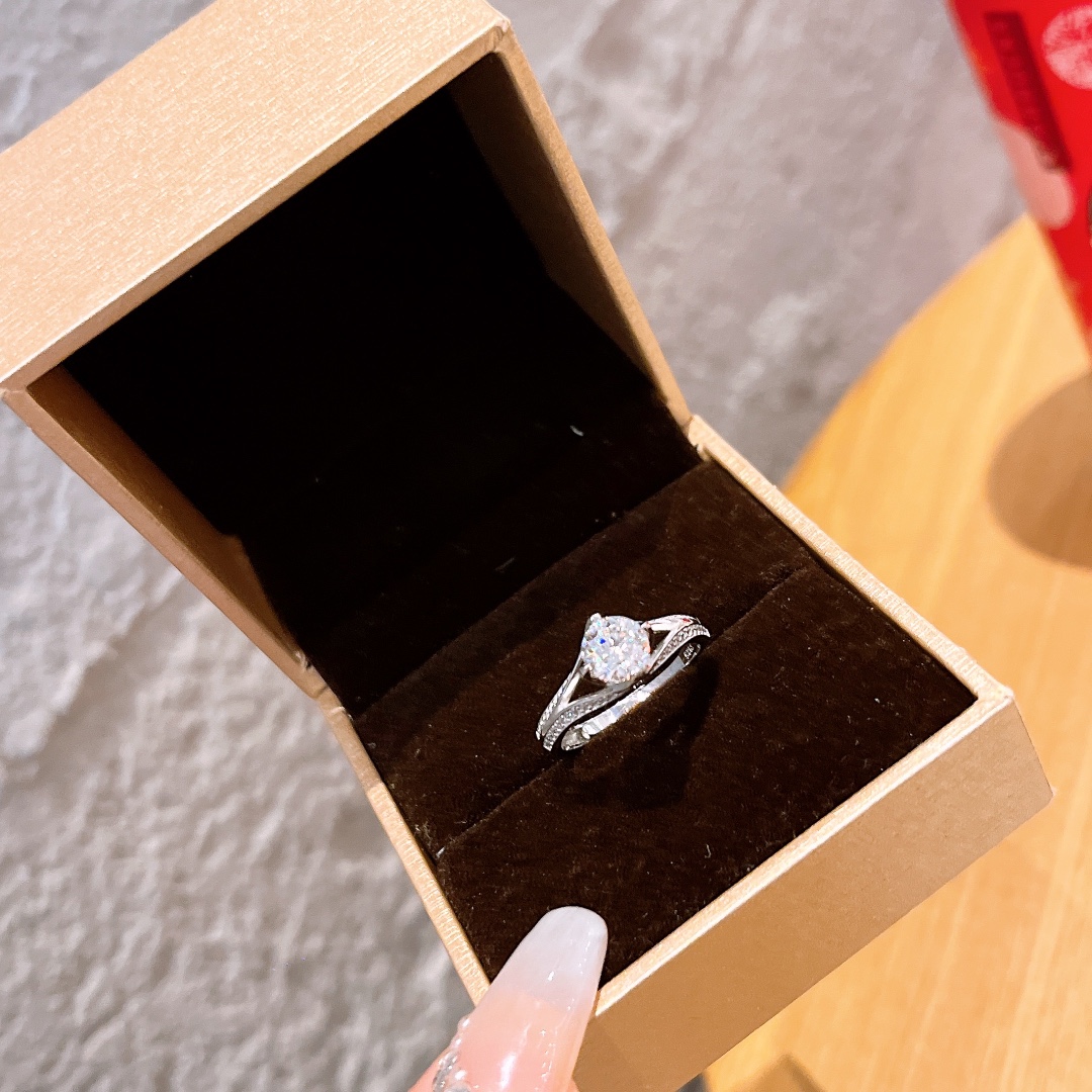 Fine Silver Moissanite Ring Fashion Anniversary Silver