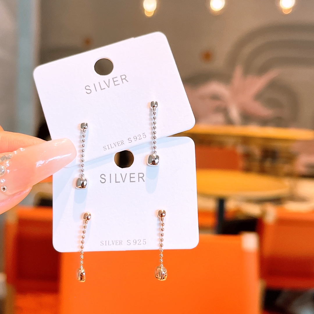 S925 Sterling Silver Earrings Korean Style Wedding Favor Gold