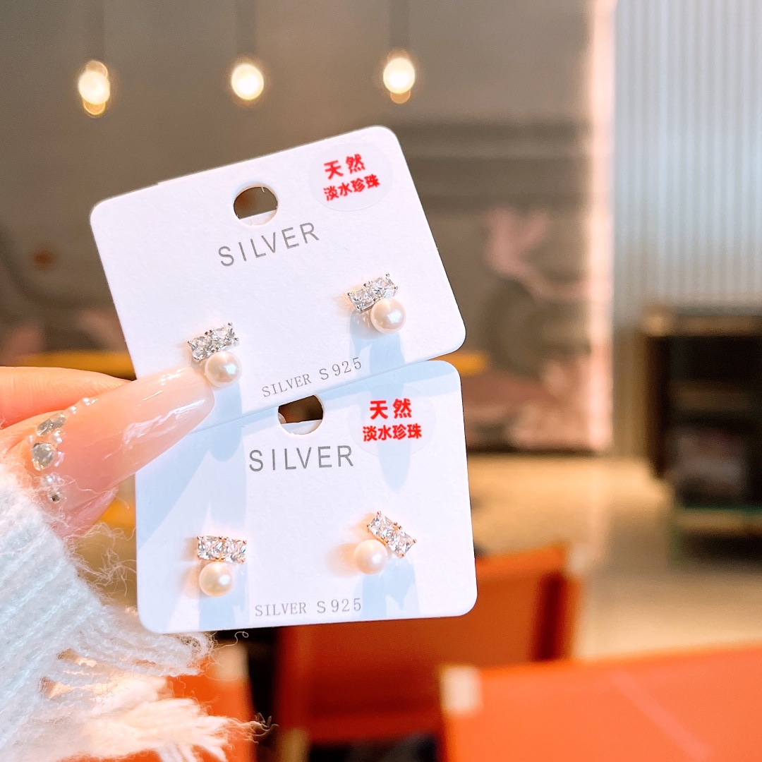 Fine Silver Freshwater Pearl Studs Pure Mother's Birthday Gold