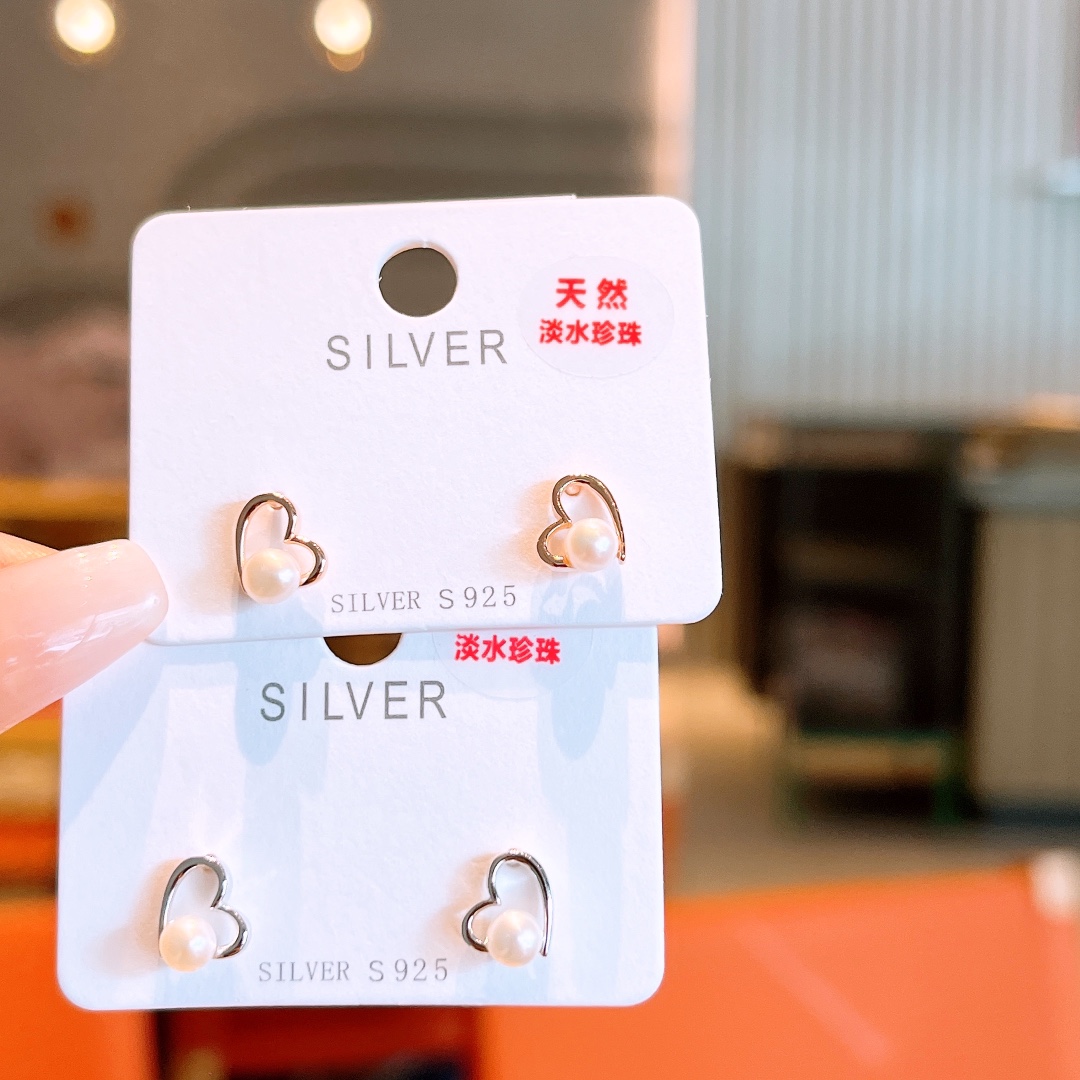 Nickel Free Silver Freshwater Pearl Studs Fresh Wedding Favor Silver