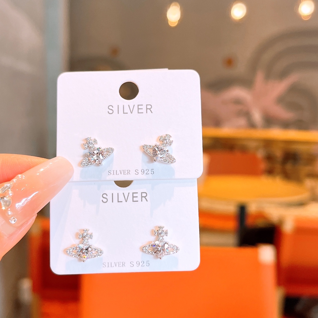 Solid Silver Earrings Gentle Engagement Gold