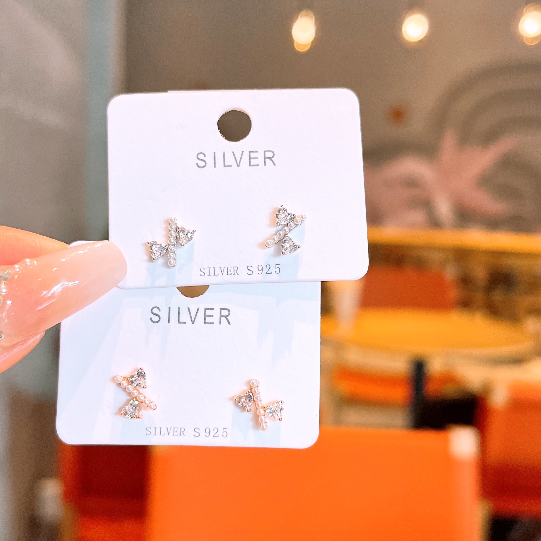 High Polish Silver Earrings Korean Style Annual Party Gold