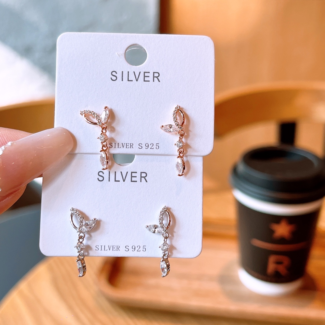 S925 Sterling Silver Earrings Girly Mother's Day Gold