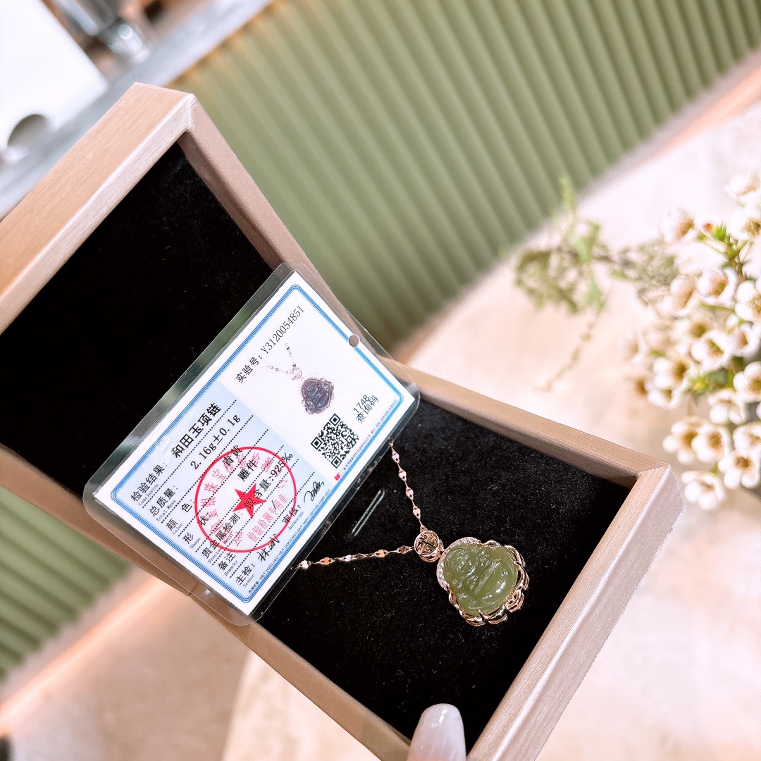 Hypoallergenic Silver Hetian Jade Necklace Chic Party Silver