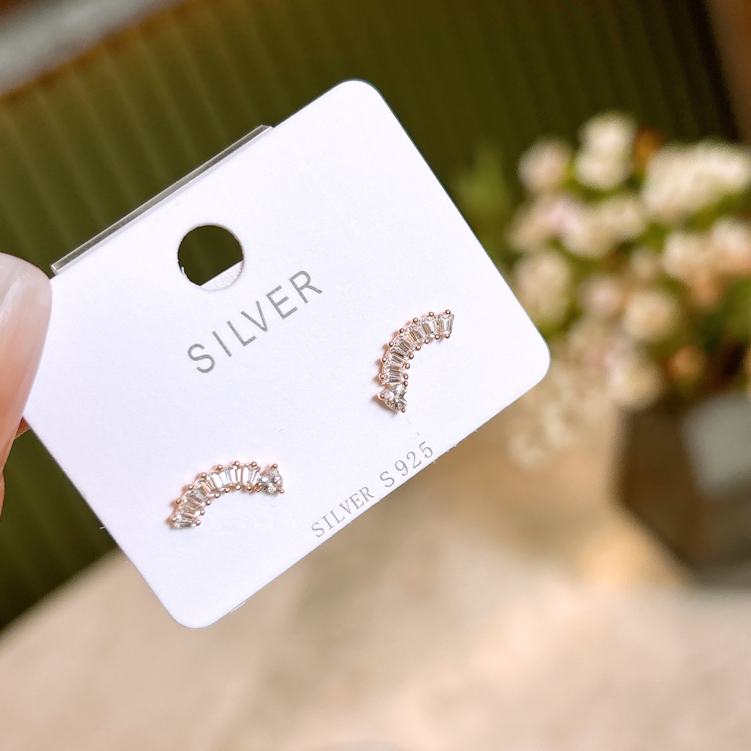 925 Silver Earrings Intellectual Party Gold