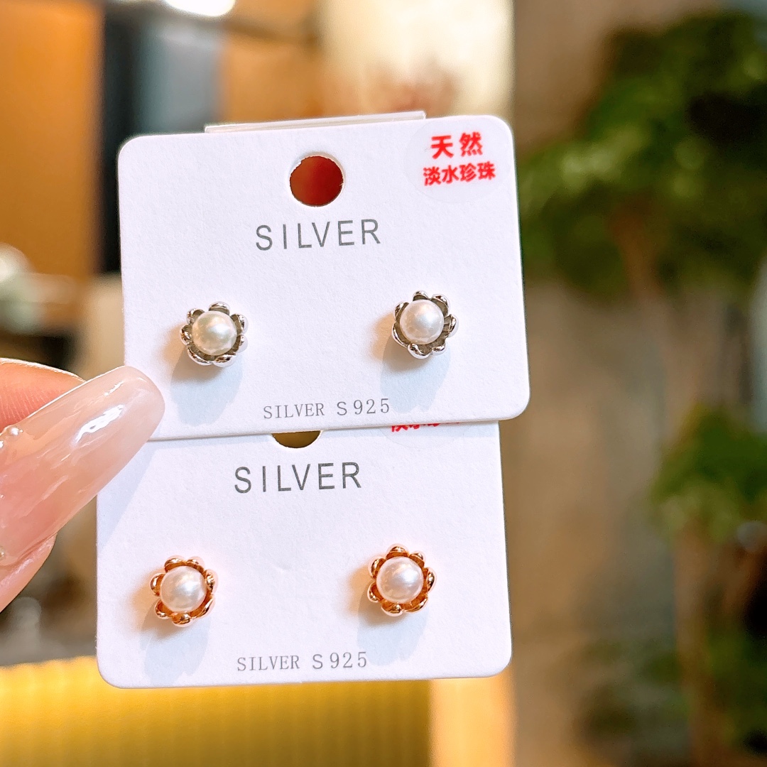 S925 Sterling Silver Earrings Elegant Workplace Gold