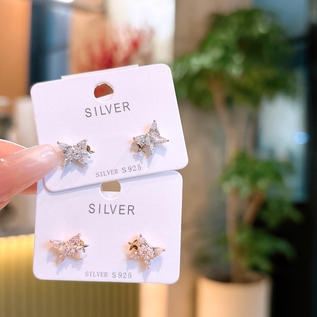 Solid Silver Earrings Light Luxury Christmas Silver