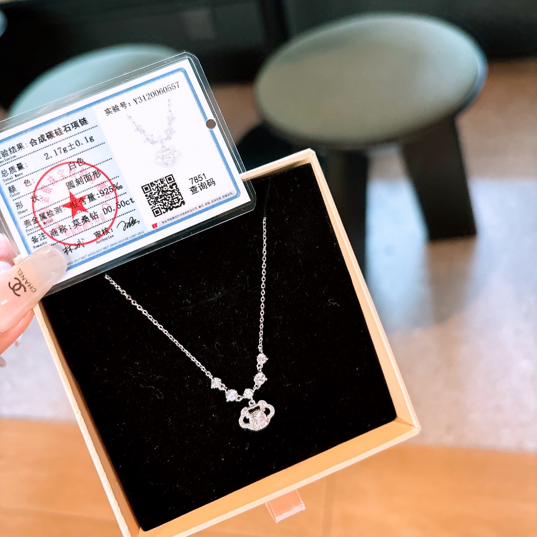 Hochglanzpoliertes Silber Moissanit Kette Vintage Lehrertag Silber