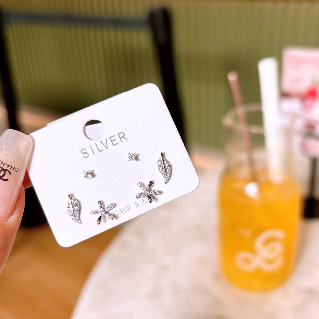 Low Allergy Silver Earrings Korean Style Wedding Registration Gold