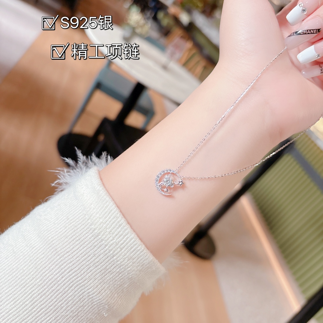 Hypoallergenes Silber Moissanit Kette Süß Reise Silber