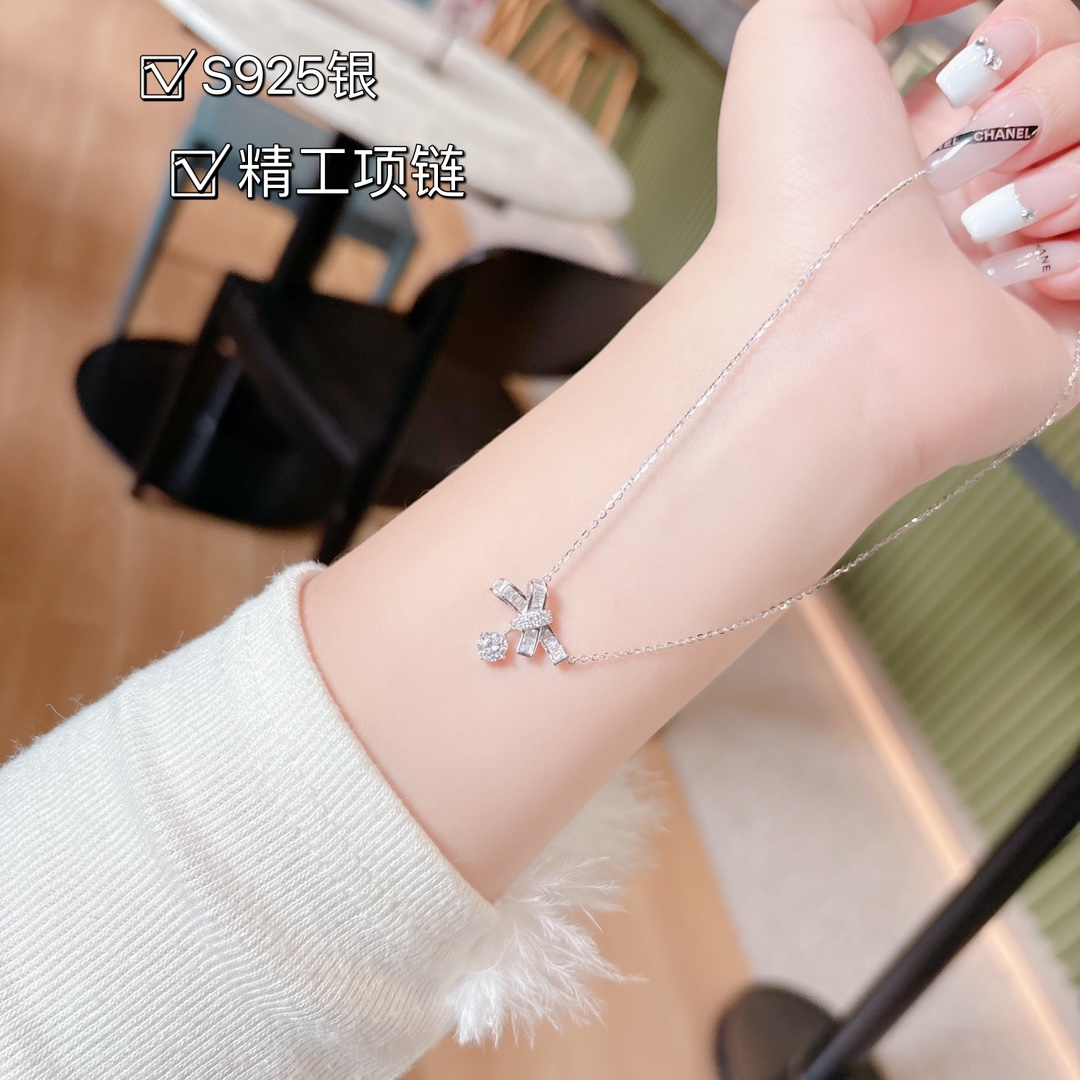 Hochglanzpoliertes Silber Moissanit Kette Niedlich Heiratsantrag Gold