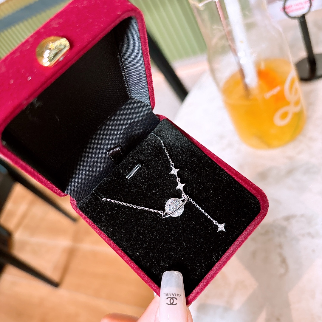 Hochglanzpoliertes Silber Moissanit Kette Hochwertig Verlobung Silber