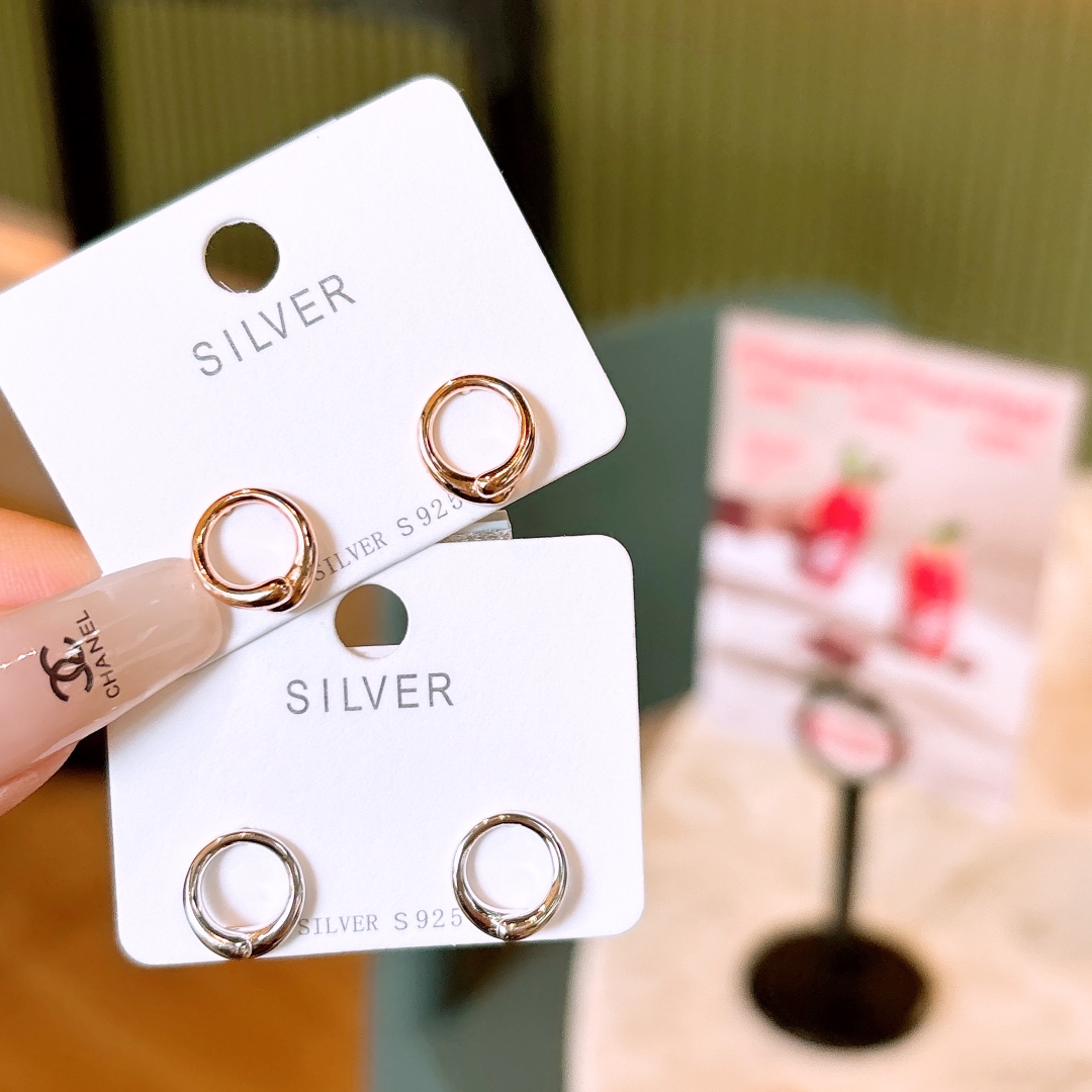 High Polish Silver Earrings Korean Style New Year Silver