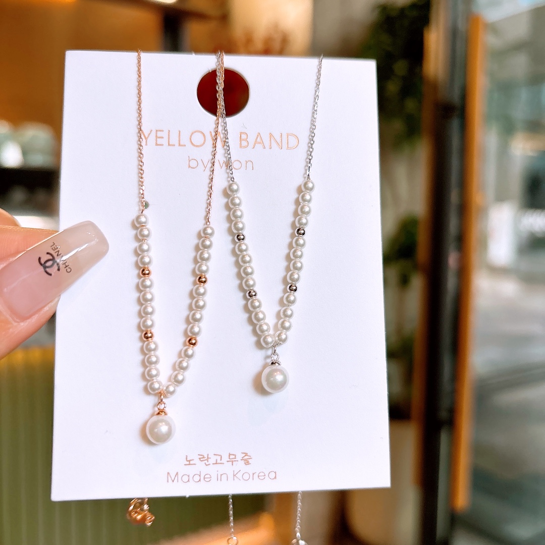 Solid Silver Necklace Light Luxury Office Gold