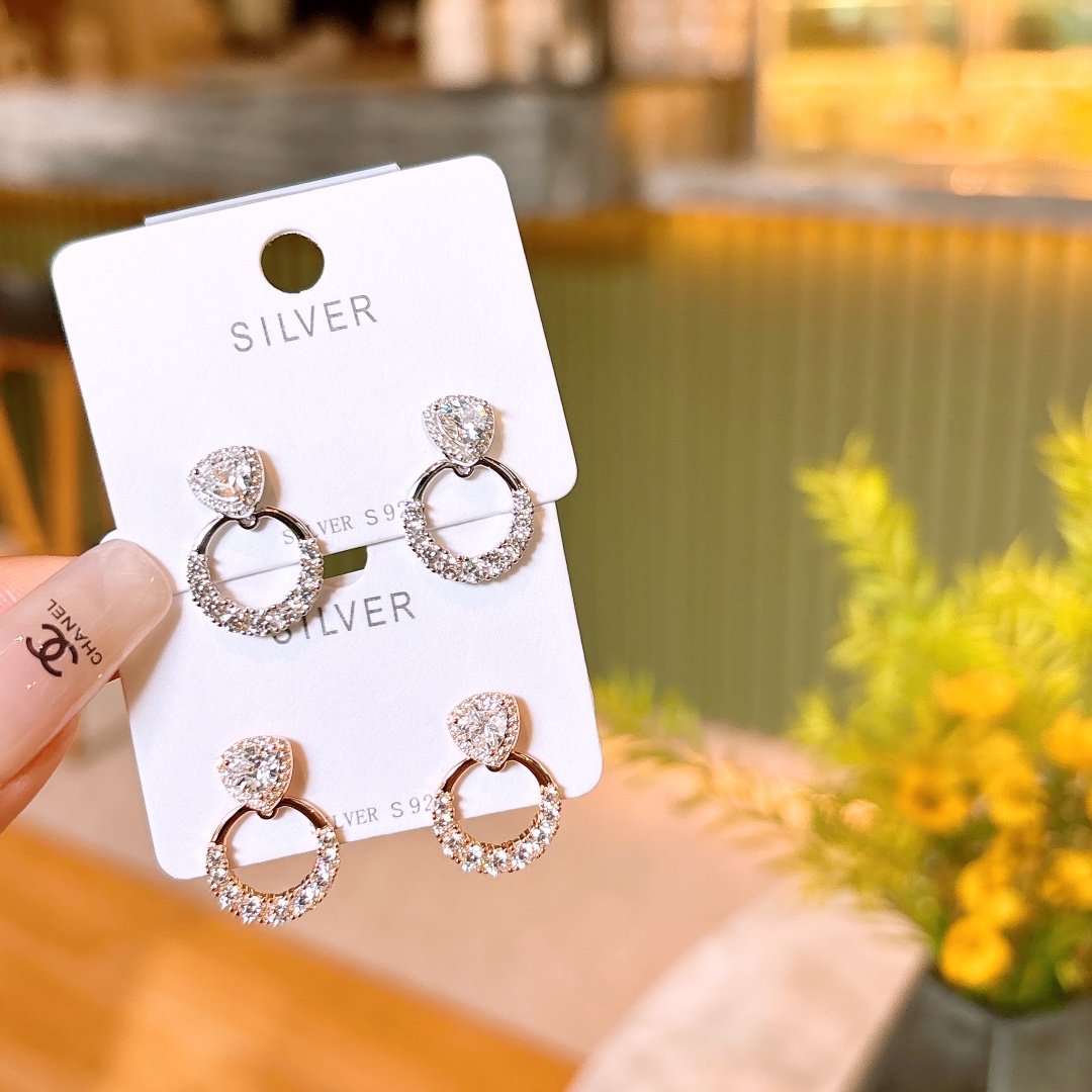 925 Silver Earrings Romantic Christmas Gold