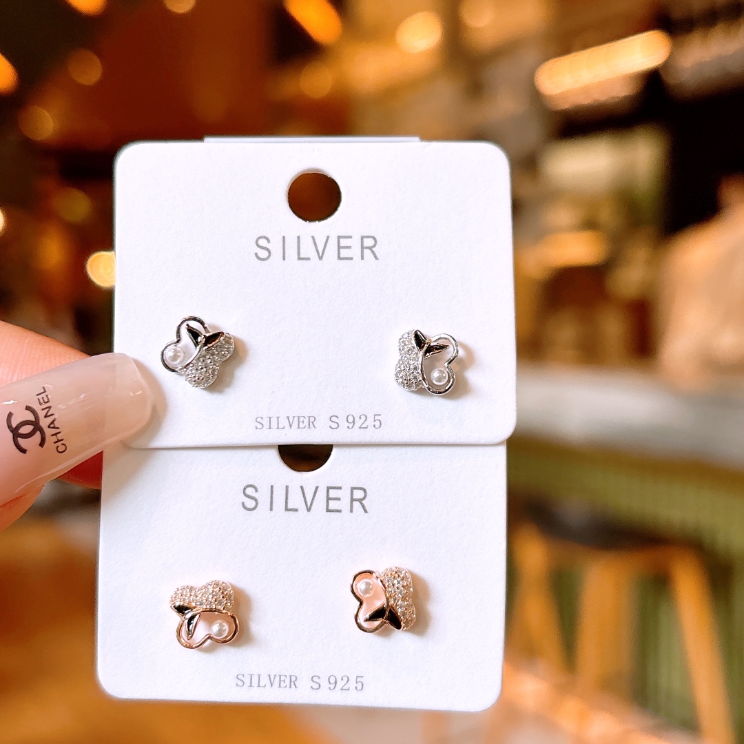 925 Silver Earrings Sweet & Cool Valentine's Day Gold