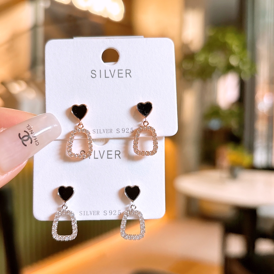 S925 Sterling Silver Earrings Korean Style Confession Gold