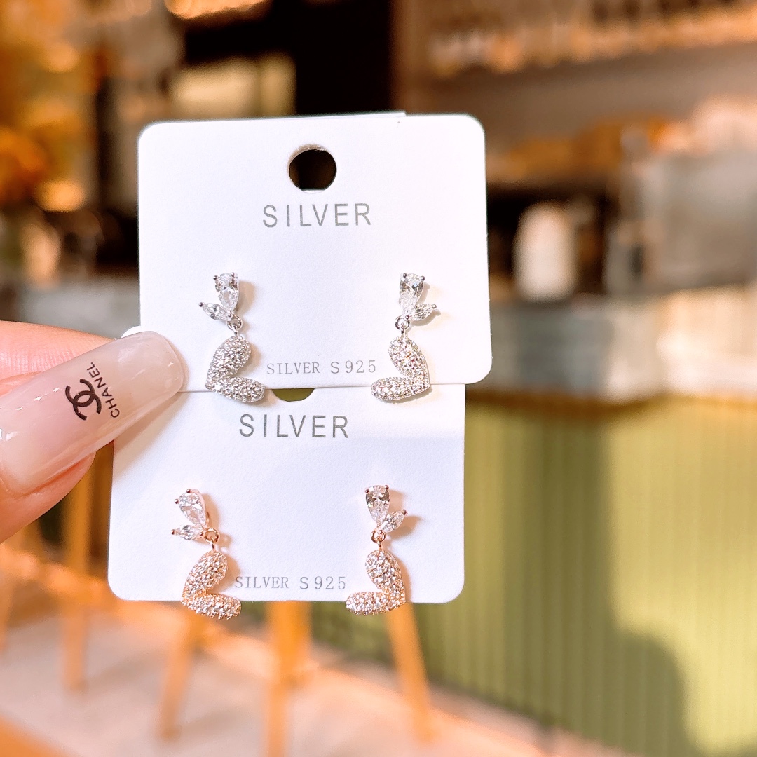 S925 Sterling Silver Earrings Chic Party Silver