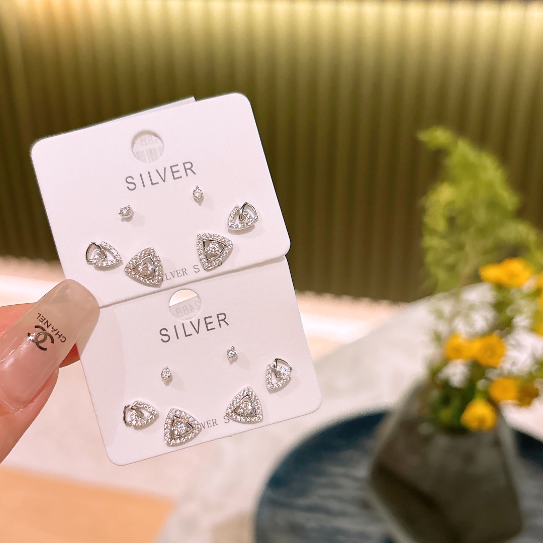 Solid Silver Earrings Chic Mother's Day Silver