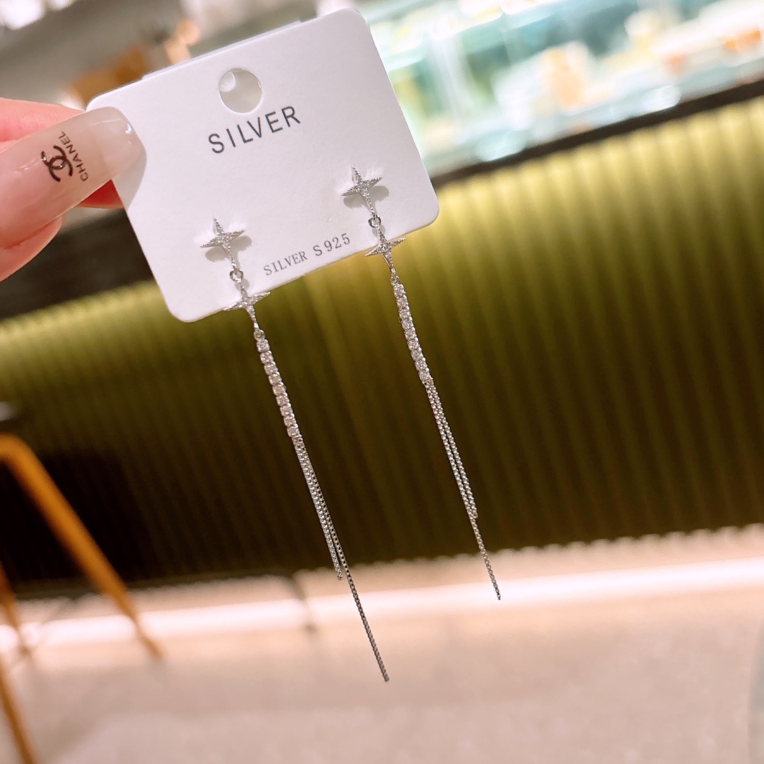 フレッシュ低アレルギー銀ドロップ＆スレッドイヤリングシルバー 父の日