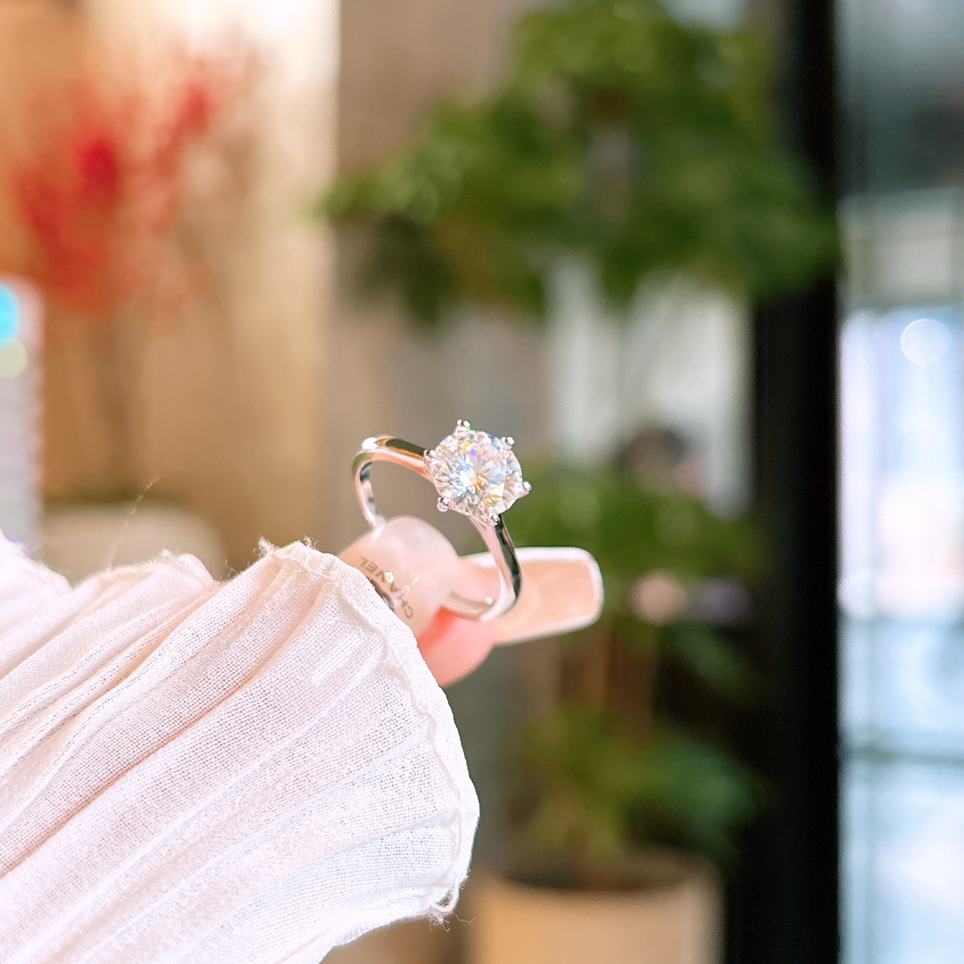 High Polish Silver Moissanite Ring Dainty Father's Day Silver