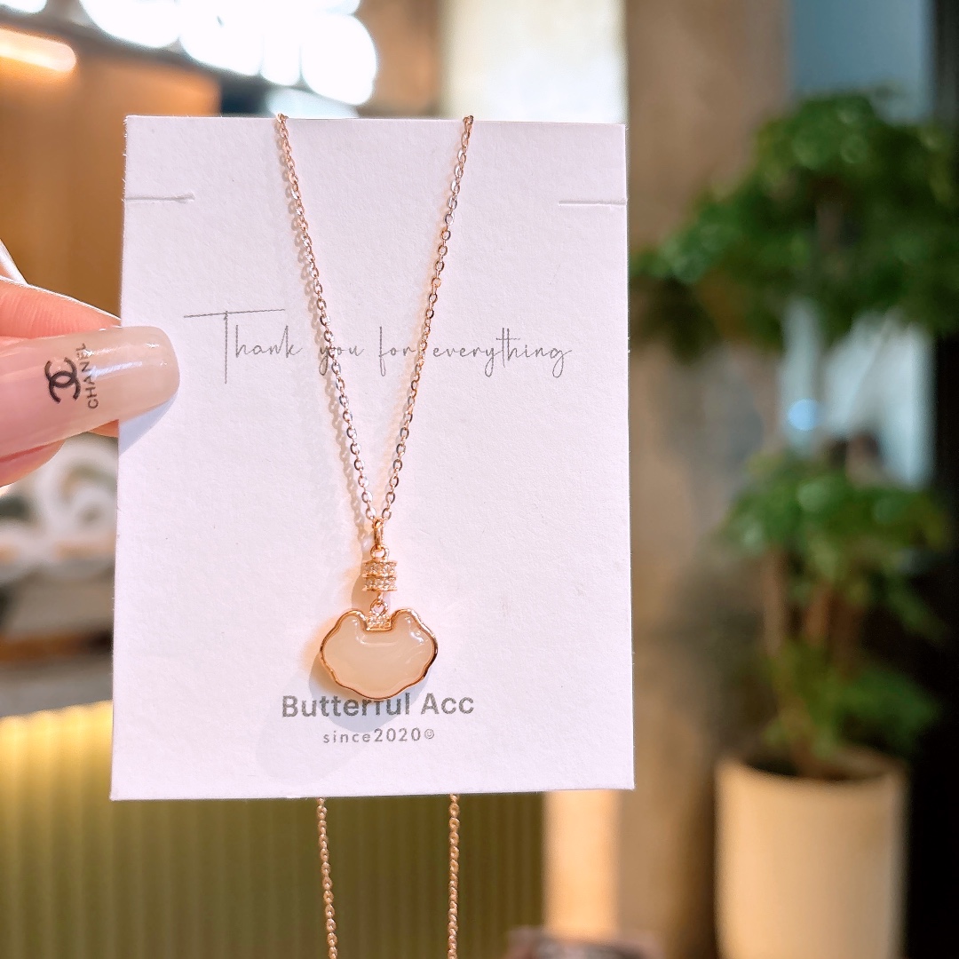 S925 Sterling Silver Hetian Jade Necklace Intellectual Self-love Gold