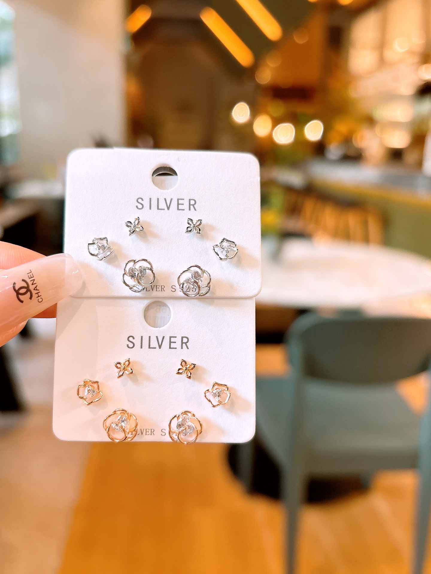 Hypoallergenic Silver Earrings Forest Wedding Gold