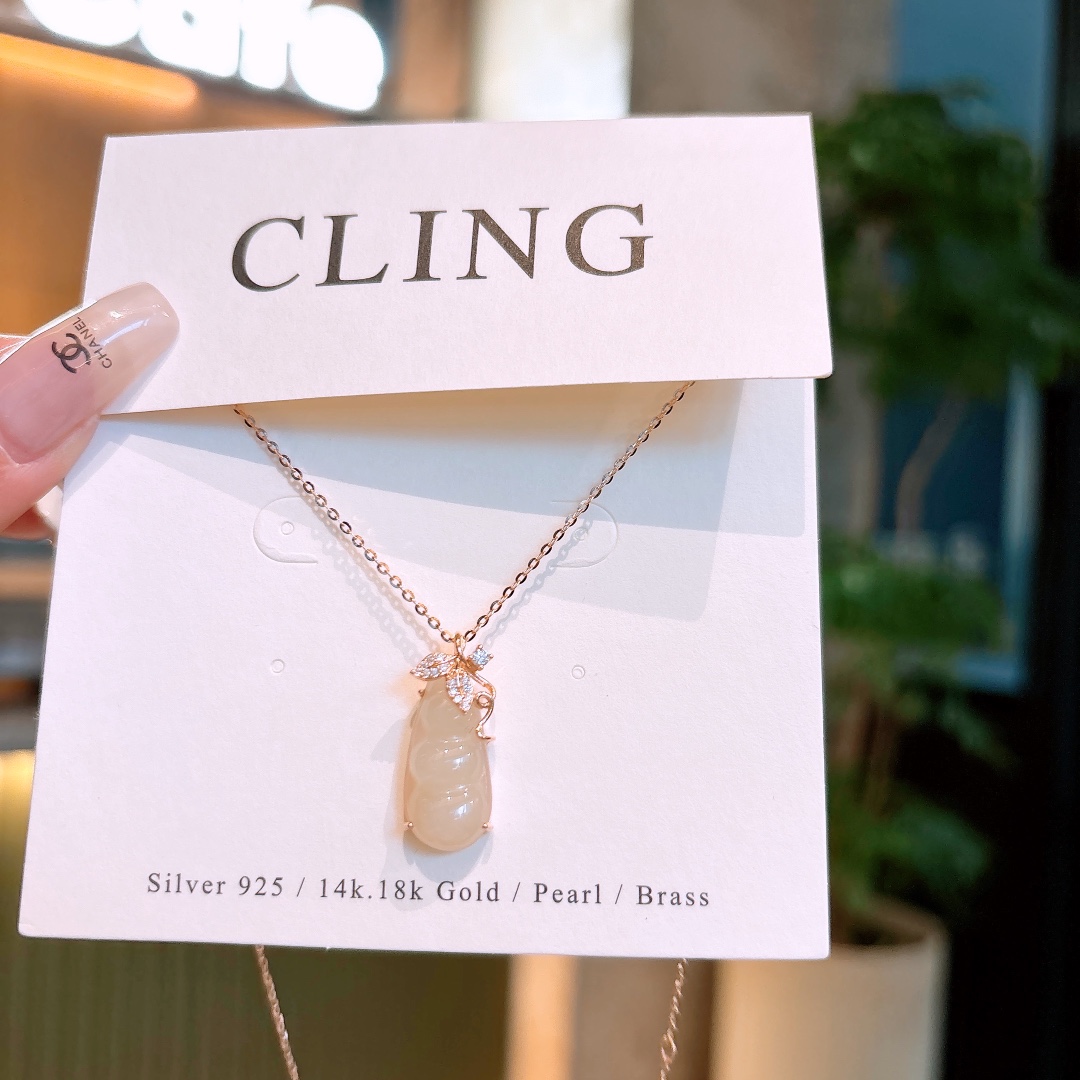 Fine Silver Hetian Jade Necklace Light Luxury Confession Silver