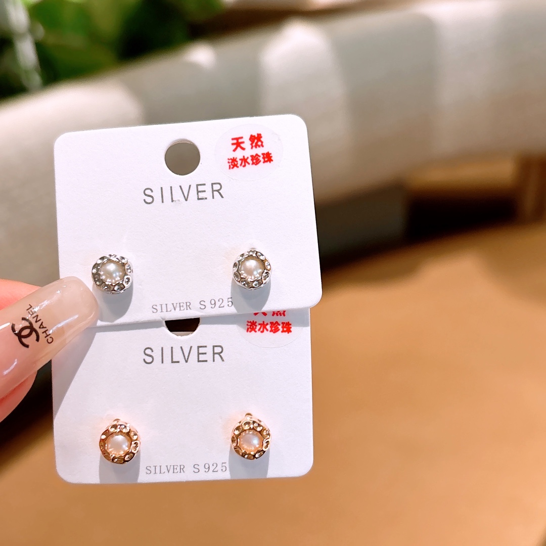 S925 Sterling Silver Earrings Delicate Annual Party Gold