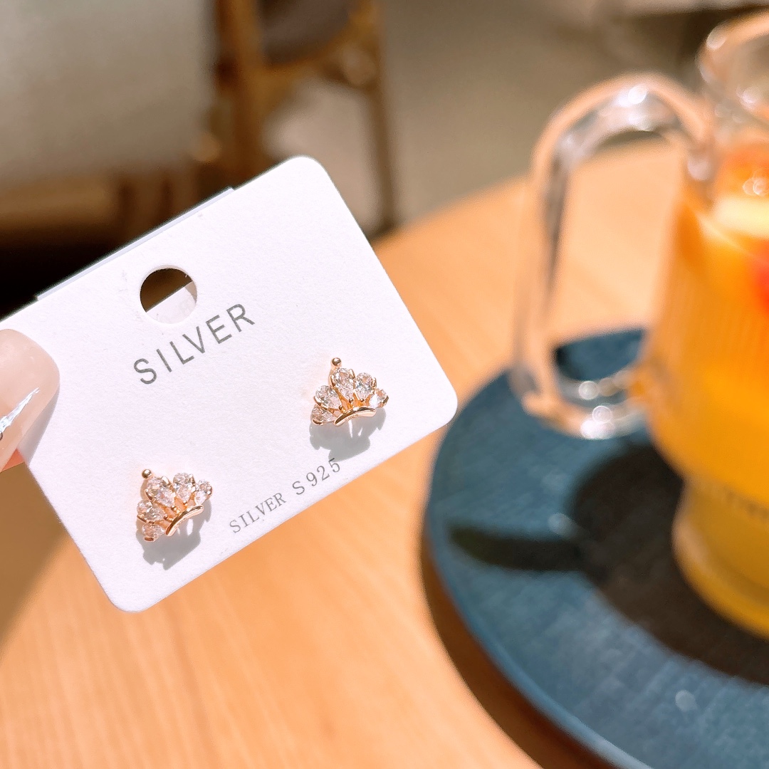 High Polish Silver Earrings Delicate Engagement Gold