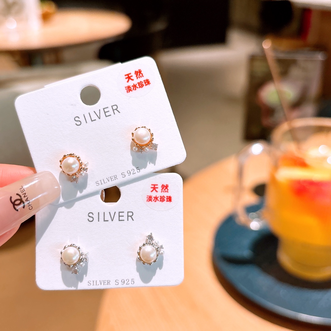 Nickel Free Silver Freshwater Pearl Studs Elegant Birthday Silver