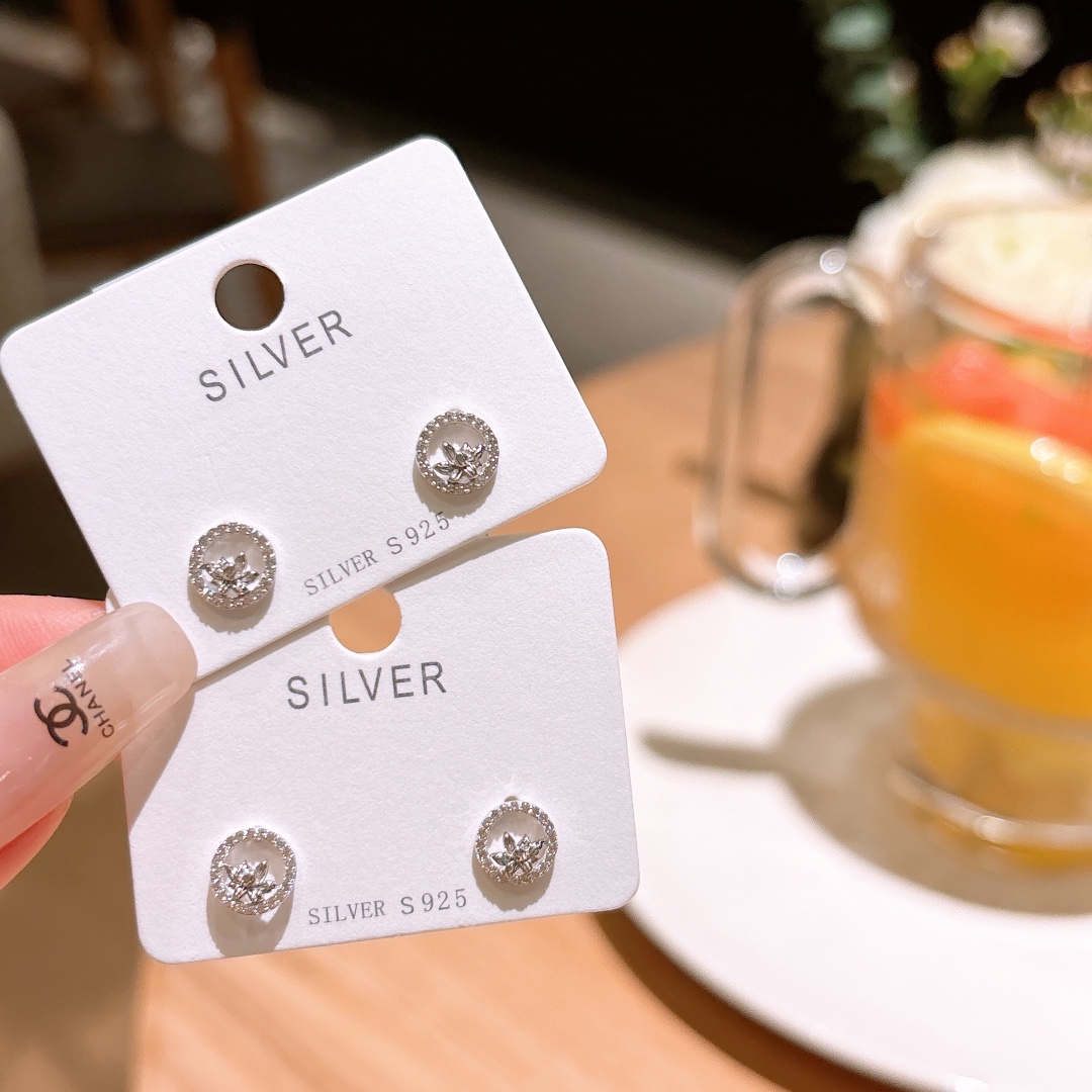 High Polish Silver Earrings Forest Anniversary Gold