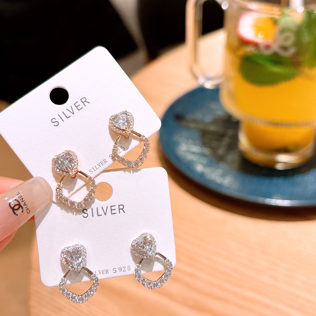 Low Allergy Silver Earrings Ins Style New Year Gold