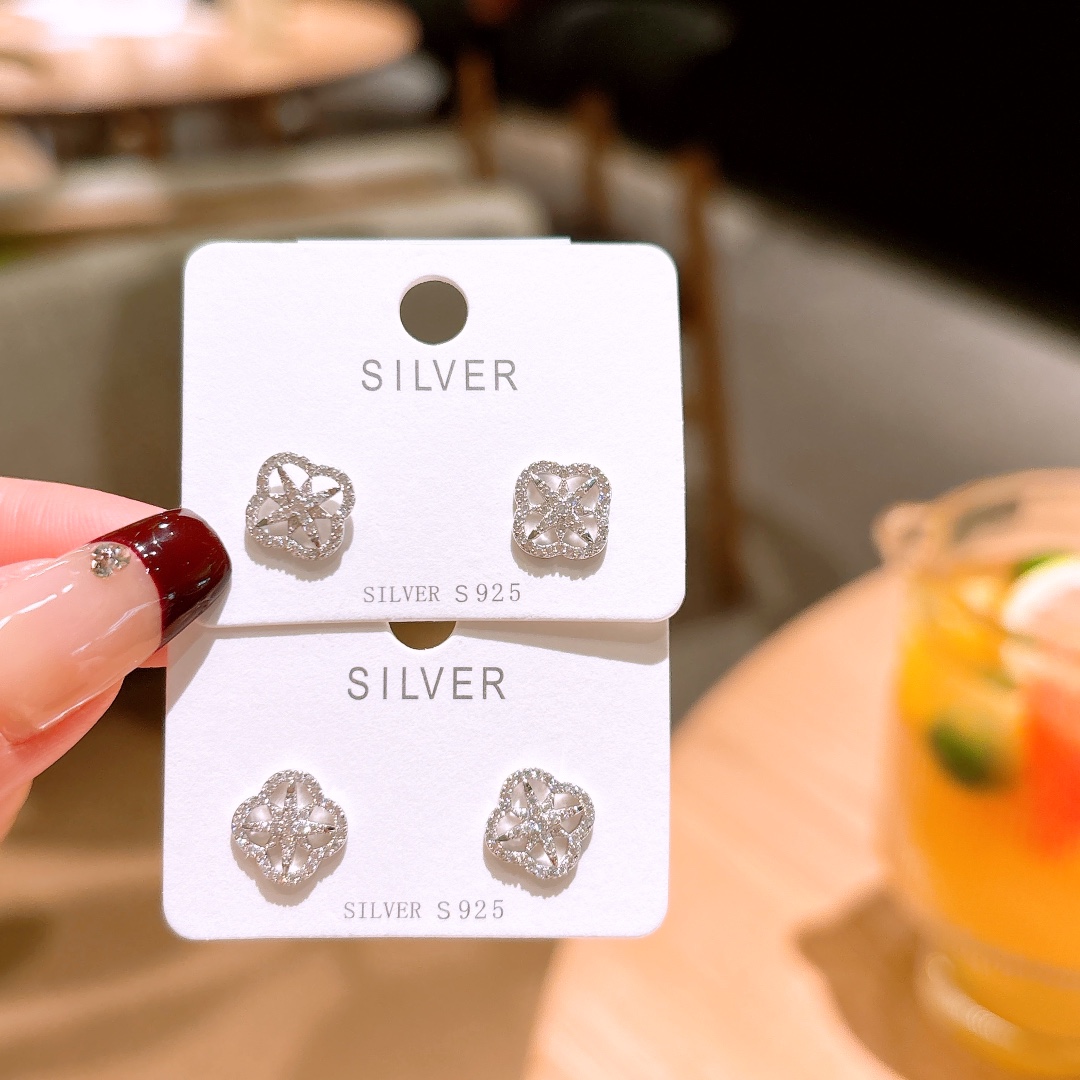 925 Silver Earrings Light Luxury Housewarming Gold