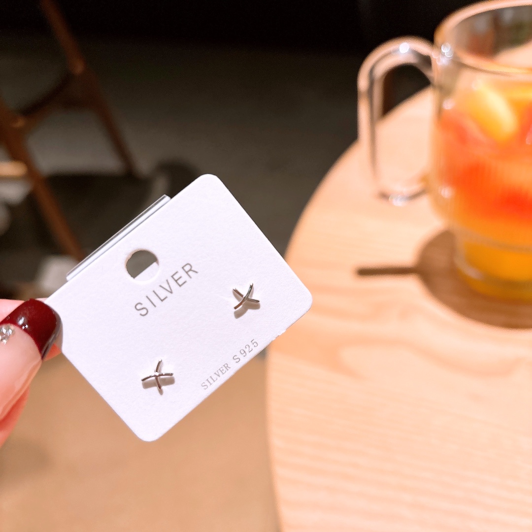 S925 Sterling Silver Earrings Intellectual Office Silver