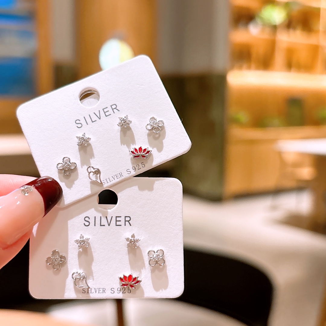 S925 Sterling Silver Earrings Light Luxury Annual Party Gold