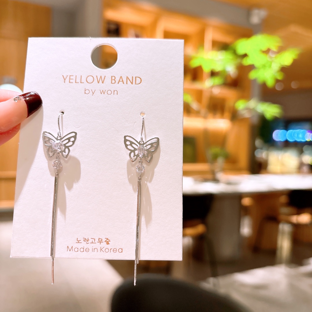 S925 Sterling Silver Drop & Thread Earrings Artistic Christmas Gold