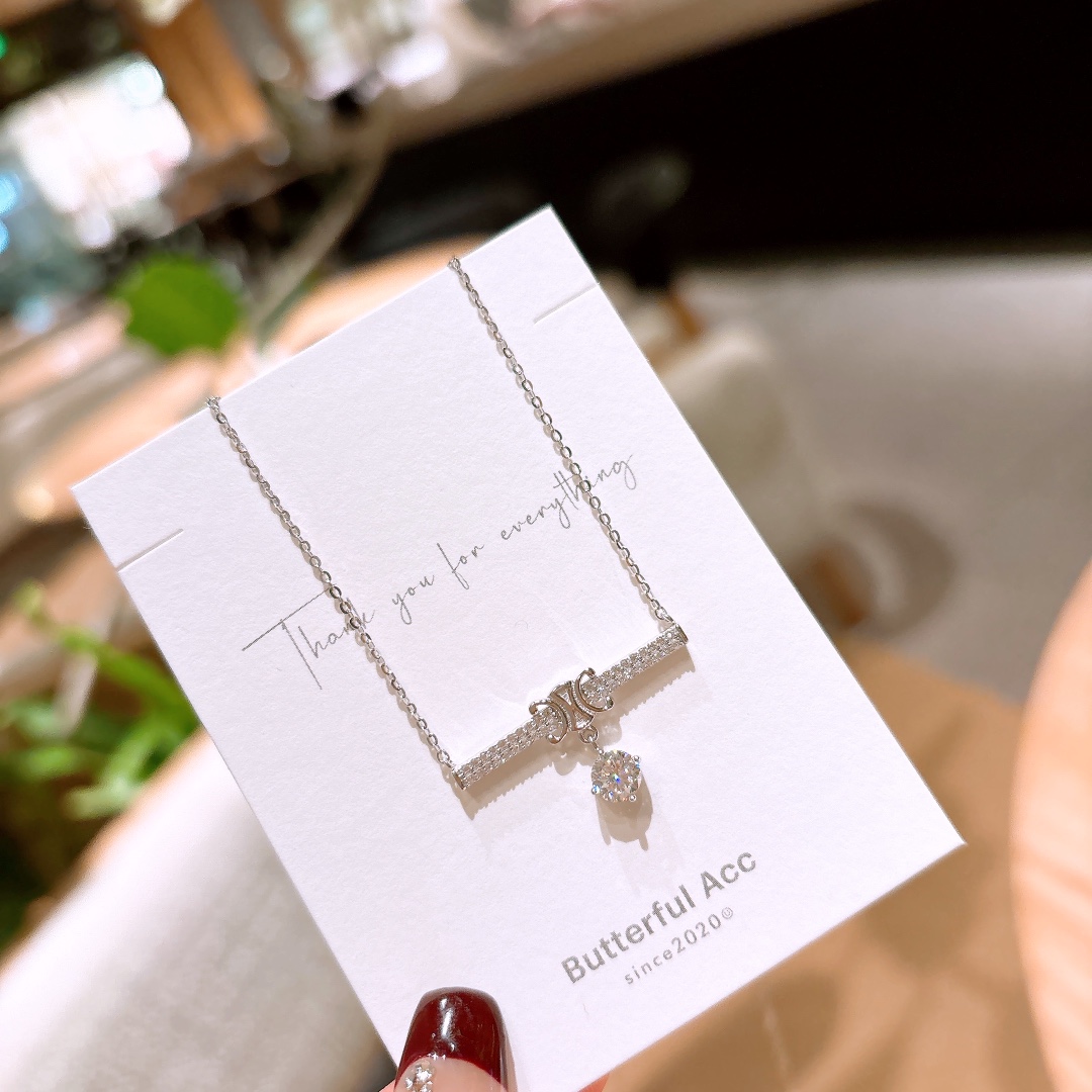 925 Silver Moissanite Necklace Pure Valentine's Day Gold