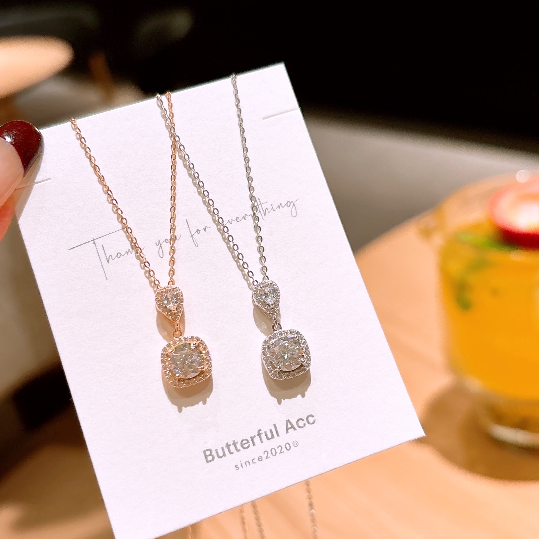 High Polish Silver Moissanite Necklace Forest Wedding Gold