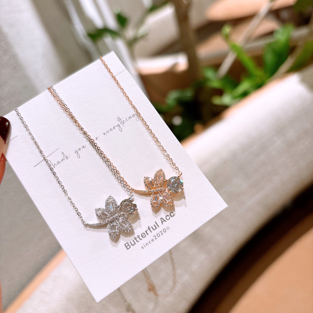 Fine Silver Moissanite Necklace Sweet Birthday Gold