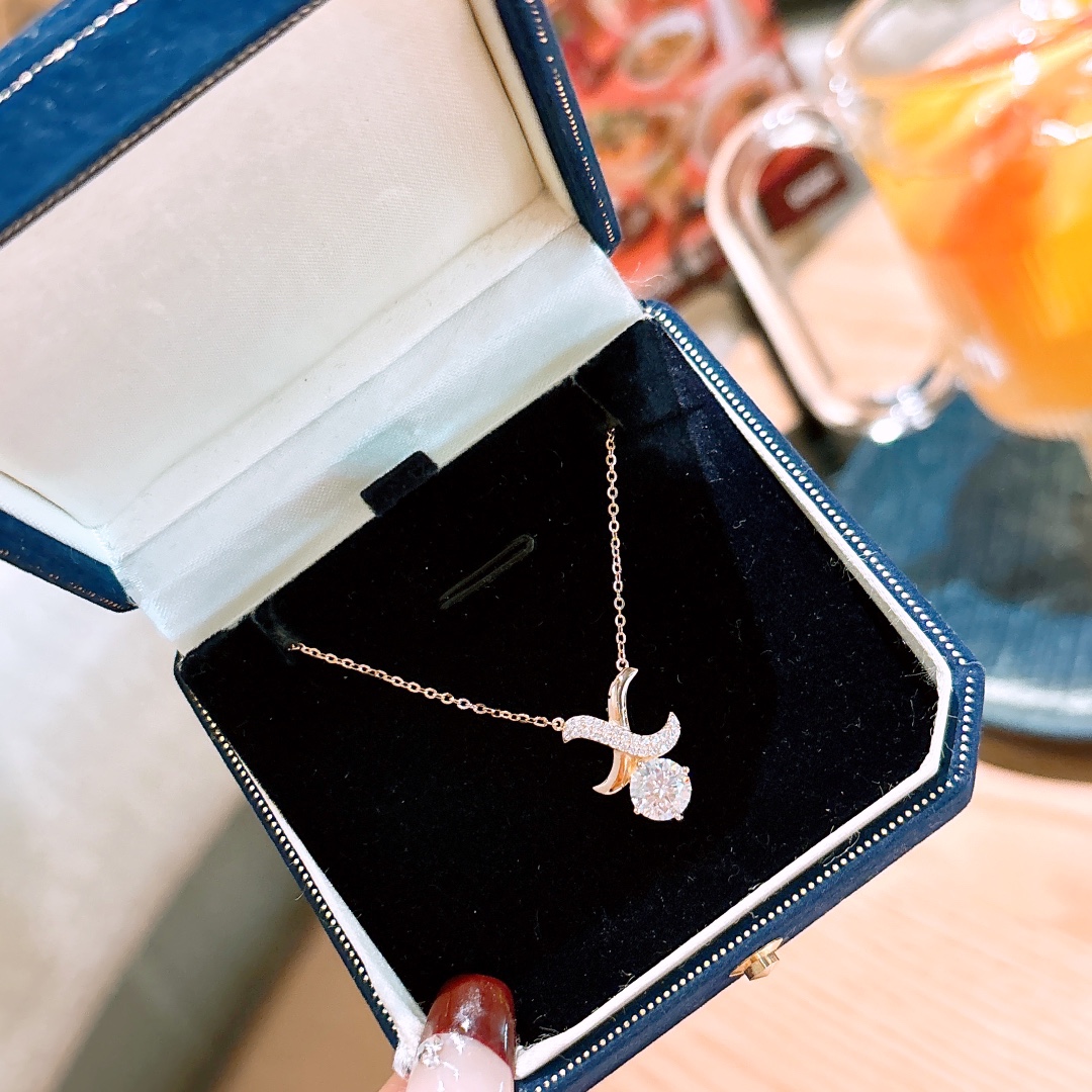 Fine Silver Moissanite Necklace Girly Everyday Wear Gold